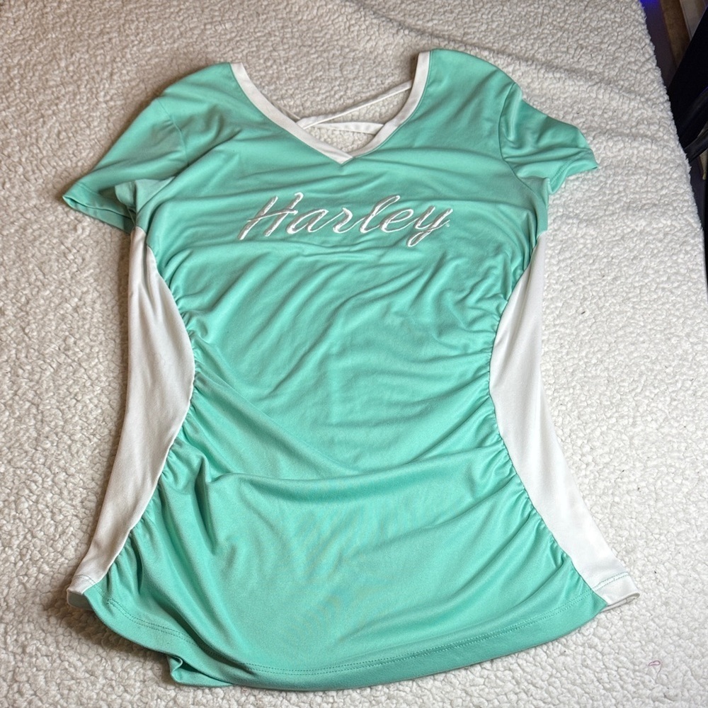 Harley-Davidson Mint and White Short Sleeve Tee